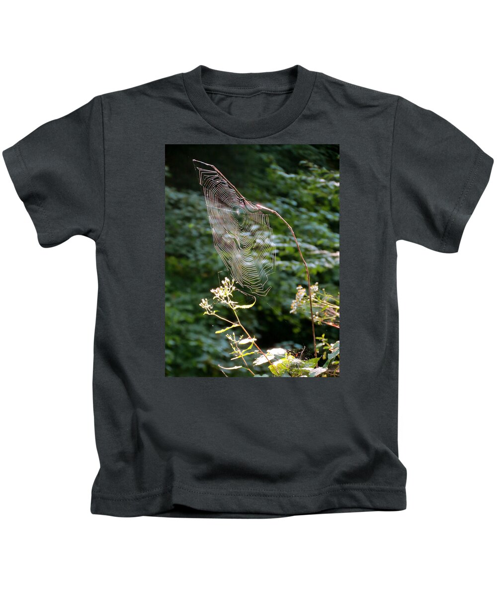 Spiders Kids T-Shirt featuring the photograph Morning Web by Azthet Photography