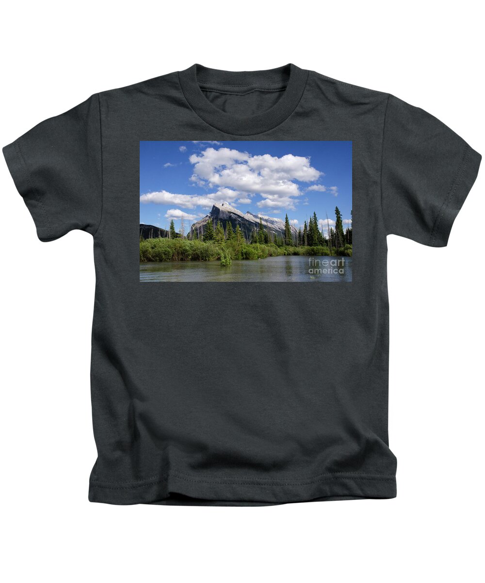 Banff Kids T-Shirt featuring the photograph Mount Rundle Vermillion Lakes Banff Canada 1 by Bob Christopher