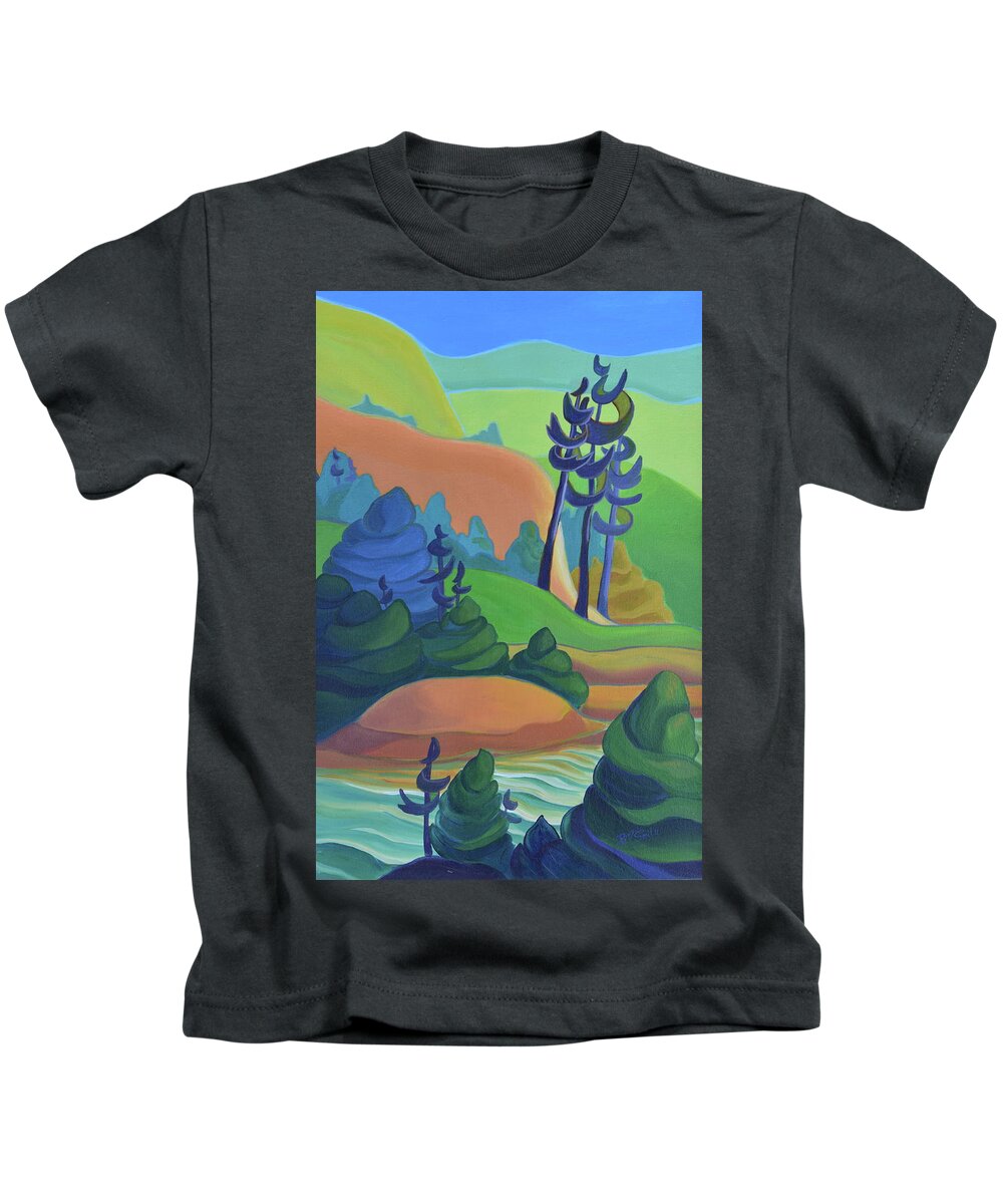 Group Of Seven Kids T-Shirt featuring the painting Hills in Spring by Barbel Smith