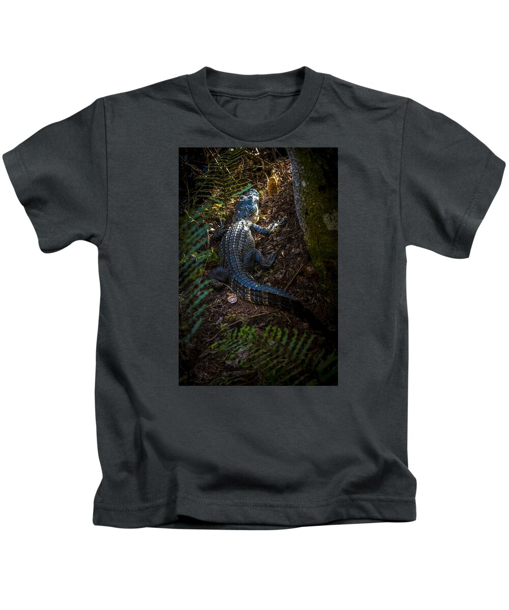 Swampland Kids T-Shirt featuring the photograph Mr Alley Gator by Marvin Spates