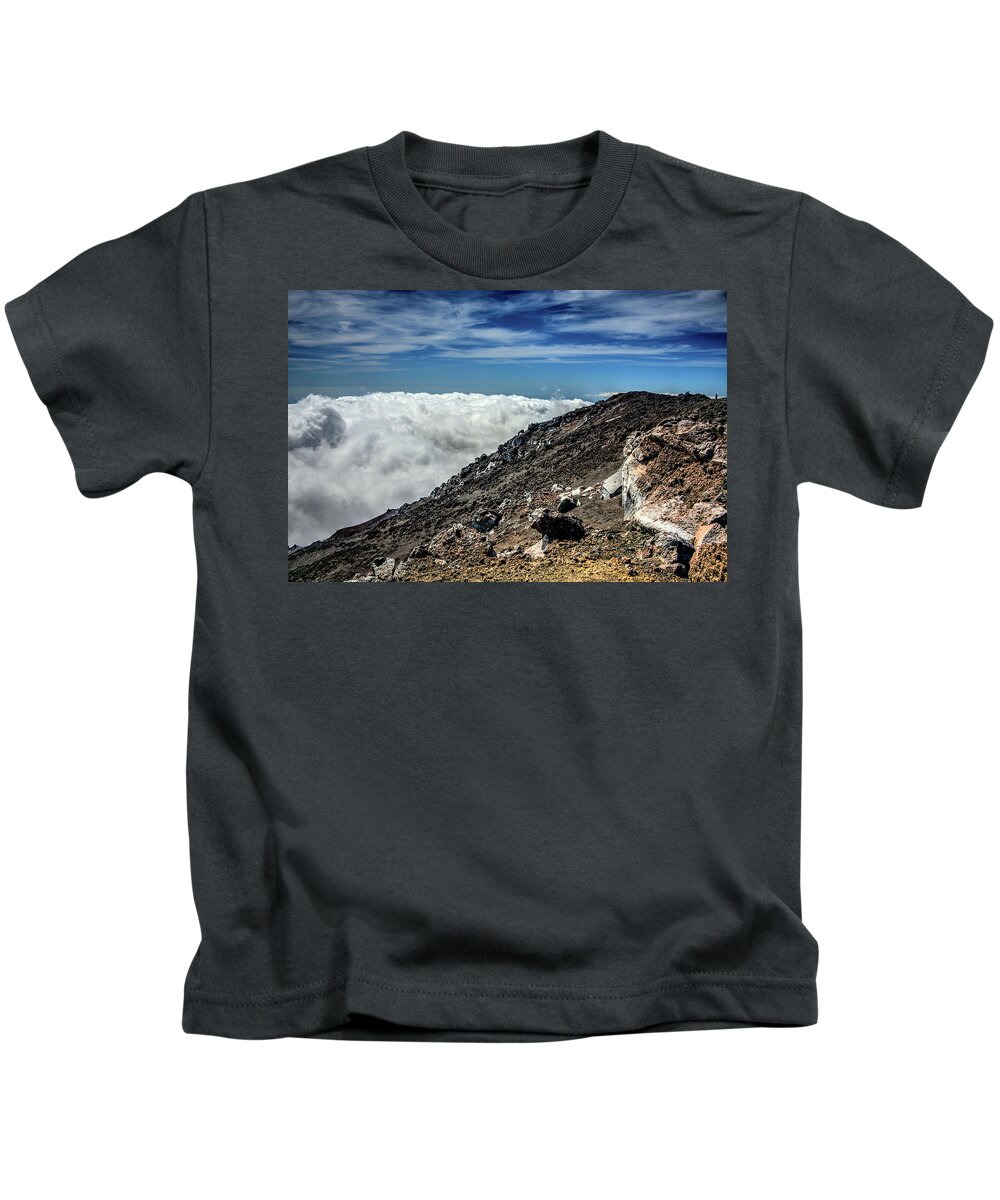  Kids T-Shirt featuring the photograph Mt. Etna above the clouds by Patrick Boening