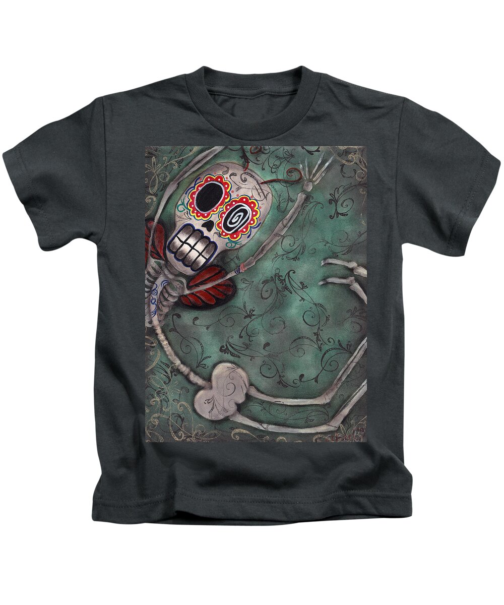 Day Of The Dead Kids T-Shirt featuring the painting Muerte Fairy by Abril Andrade