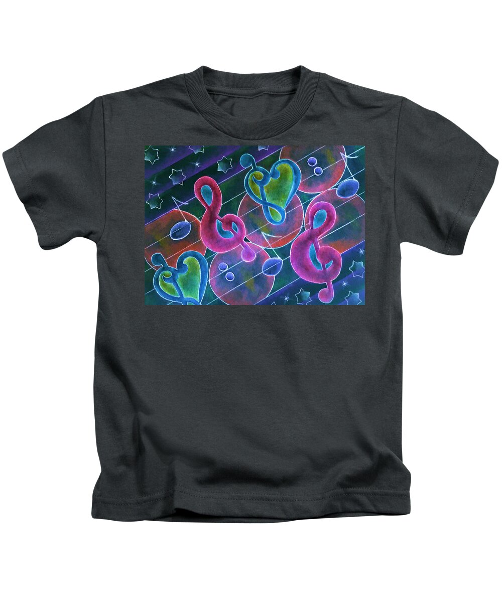 Music Kids T-Shirt featuring the mixed media Music II by Laurie's Intuitive