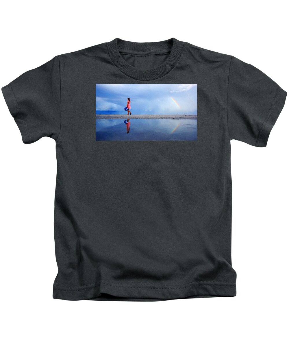 Girl Kids T-Shirt featuring the photograph Mysterious Rainbow Girl by Lawrence S Richardson Jr