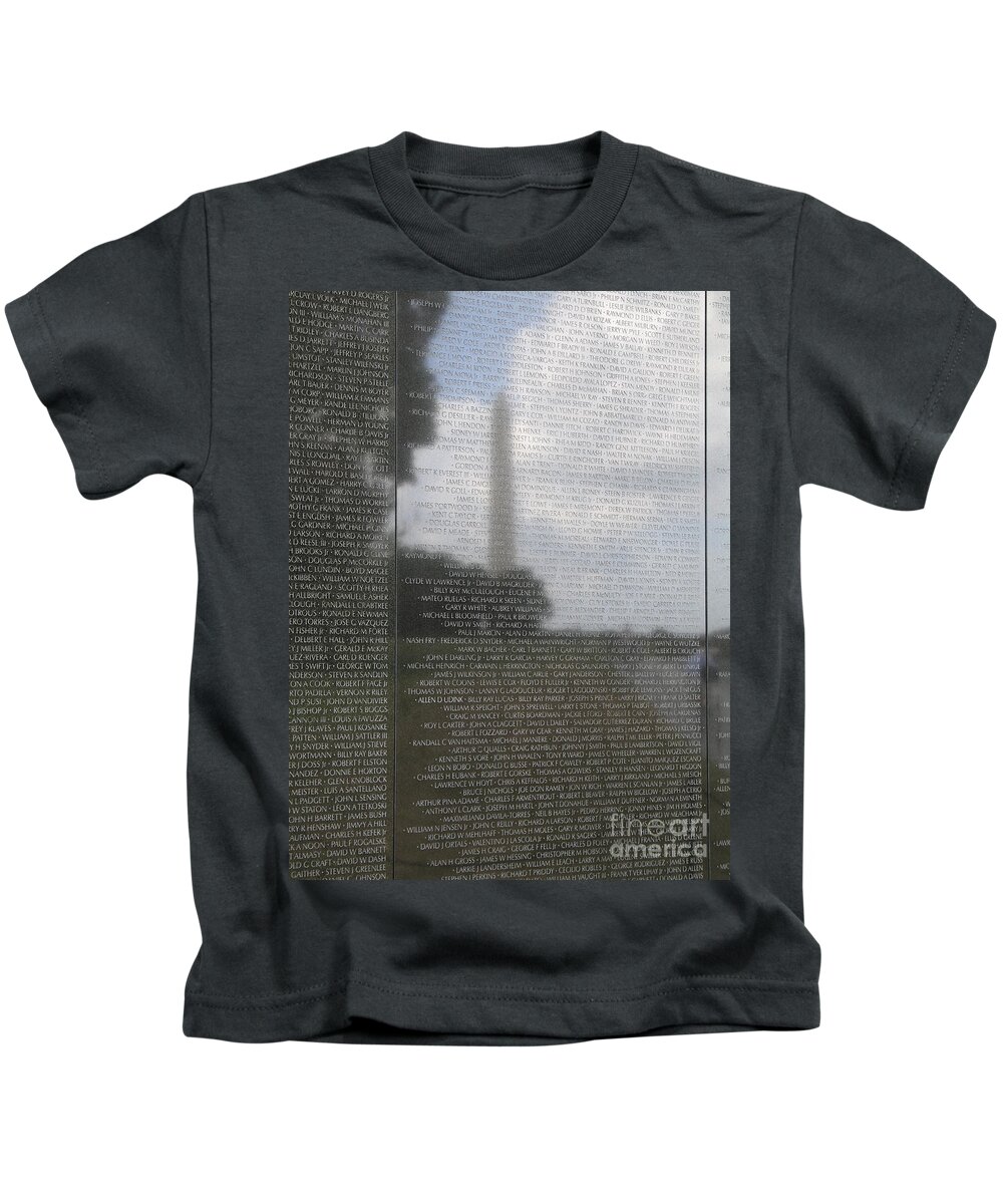 The Wall Kids T-Shirt featuring the photograph Names on The Wall at the Vietnam Veterans Memorial in Washington DC by William Kuta