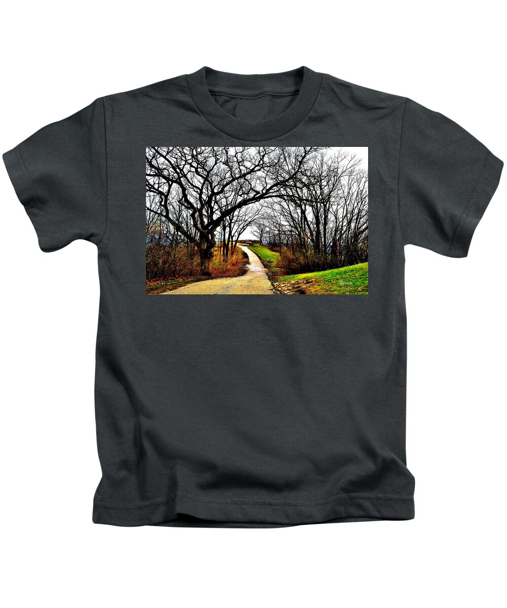 Garvin Heights Kids T-Shirt featuring the photograph Narrow Path by Susie Loechler