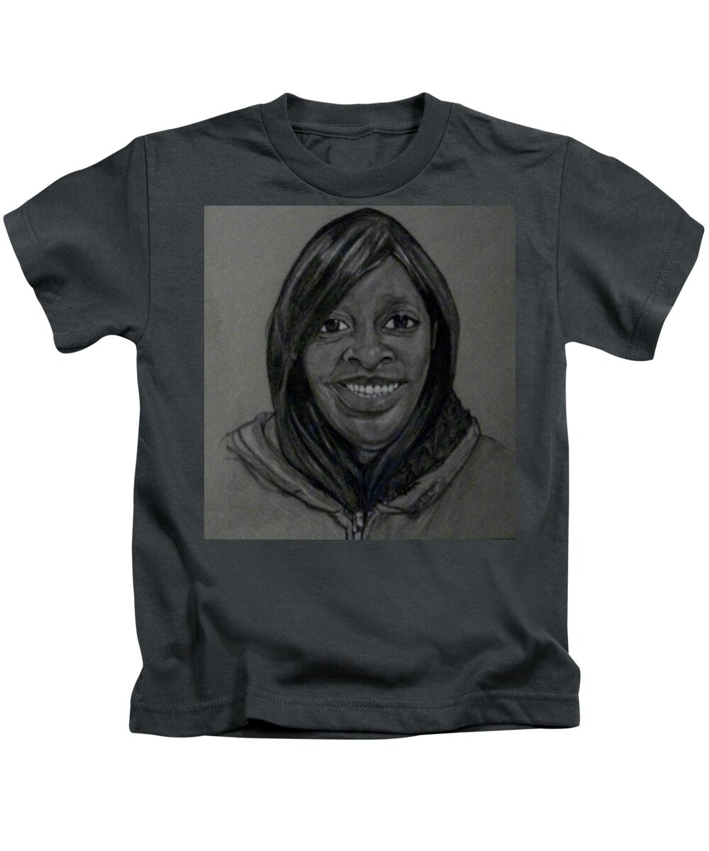 Custom Portrait Kids T-Shirt featuring the drawing Nate Mother by Michelle Gilmore