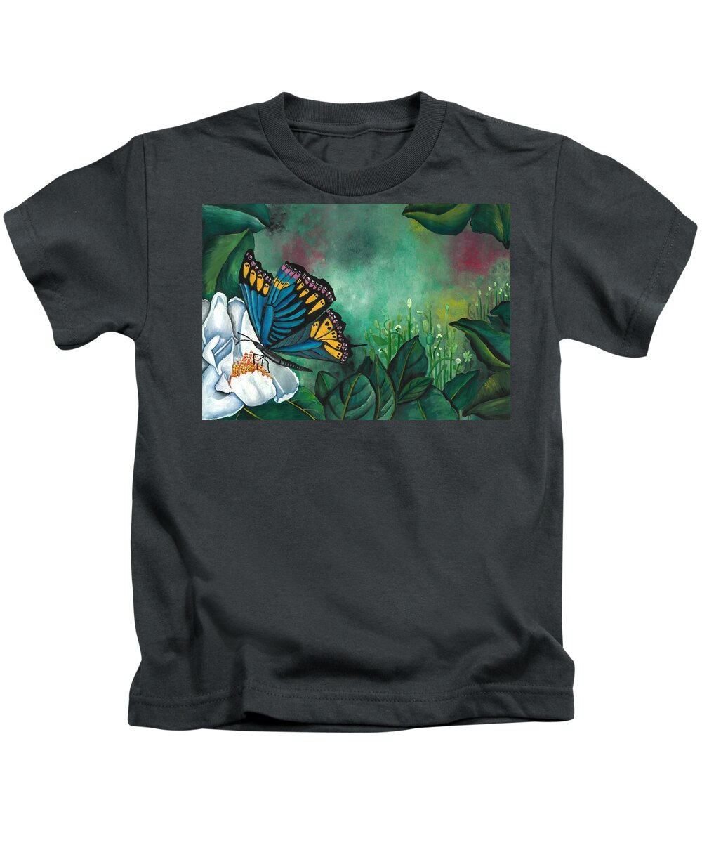 Butterfly Kids T-Shirt featuring the painting Nature, the best artist by Tara Krishna