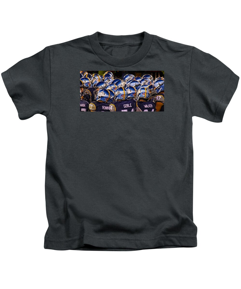 Alicegipsonphotographs Kids T-Shirt featuring the photograph Navy Sea Of Helmets by Alice Gipson