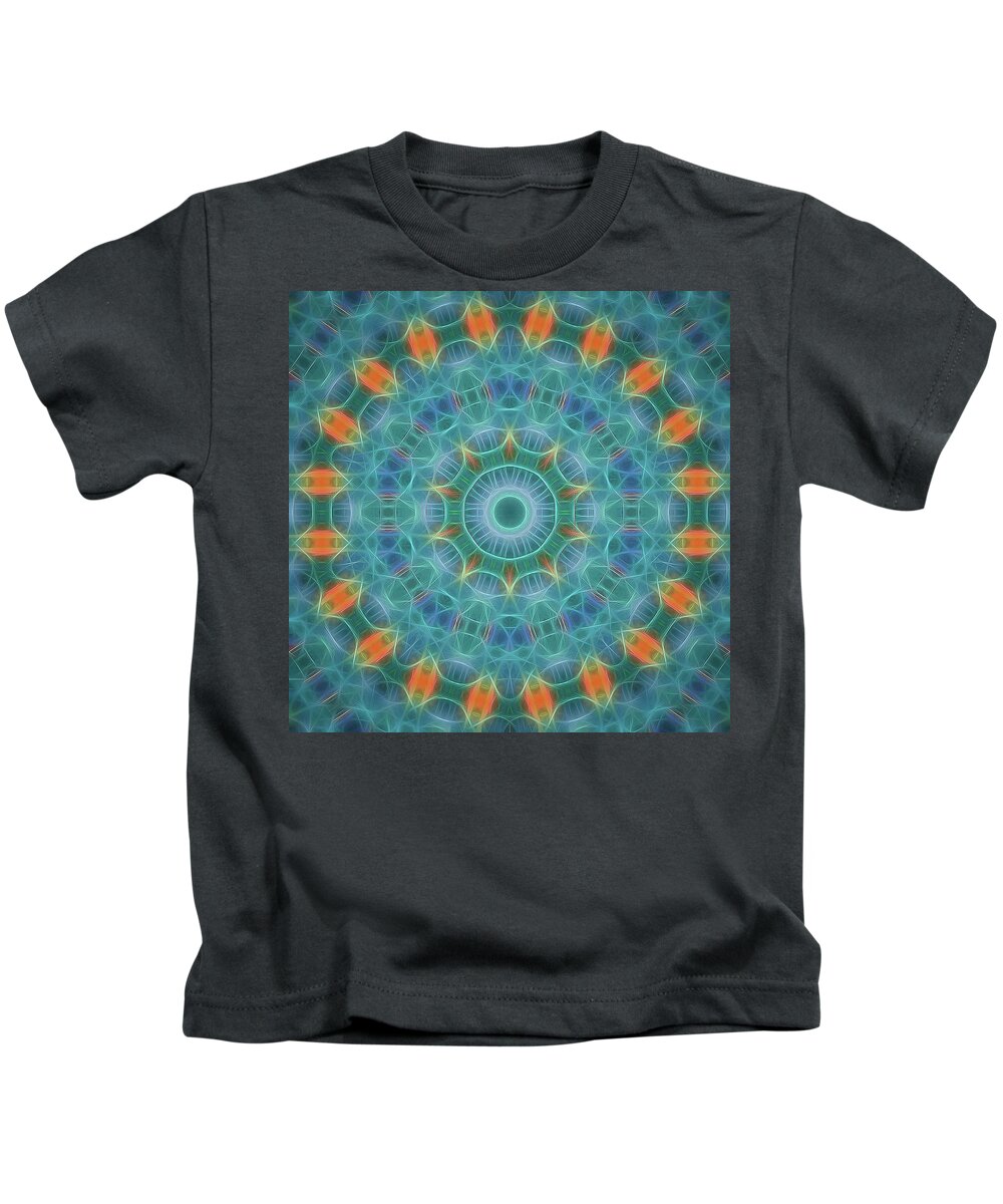 Tao Kids T-Shirt featuring the painting Neon Mandala, Nbr 14 by Will Barger