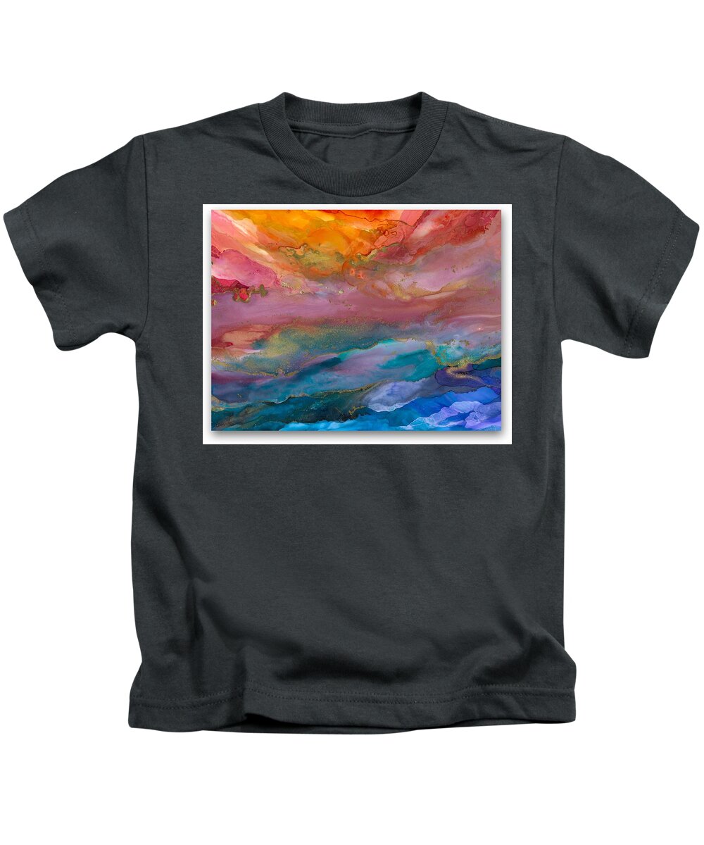 Abstract Kids T-Shirt featuring the painting New Day by Bonny Butler