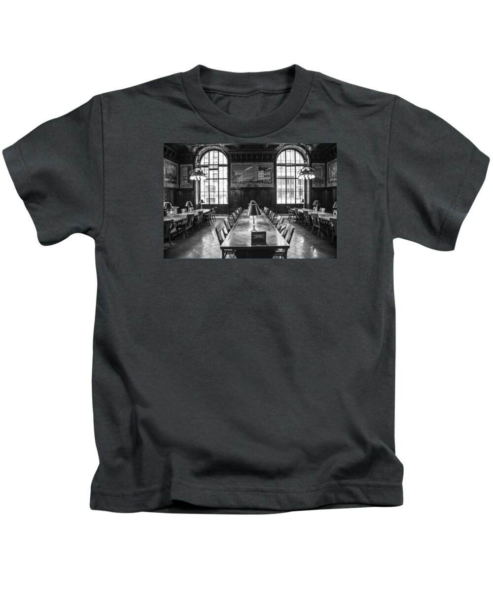 New York Kids T-Shirt featuring the photograph New York Library and Desks by John McGraw