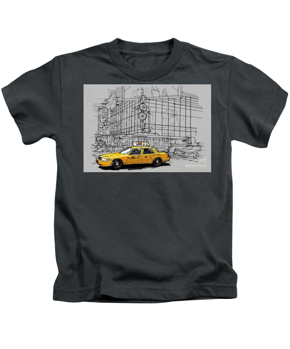NWOT New York CIty Taxi Embroidered Yellow t-shirt Kids Size M tourist tee 