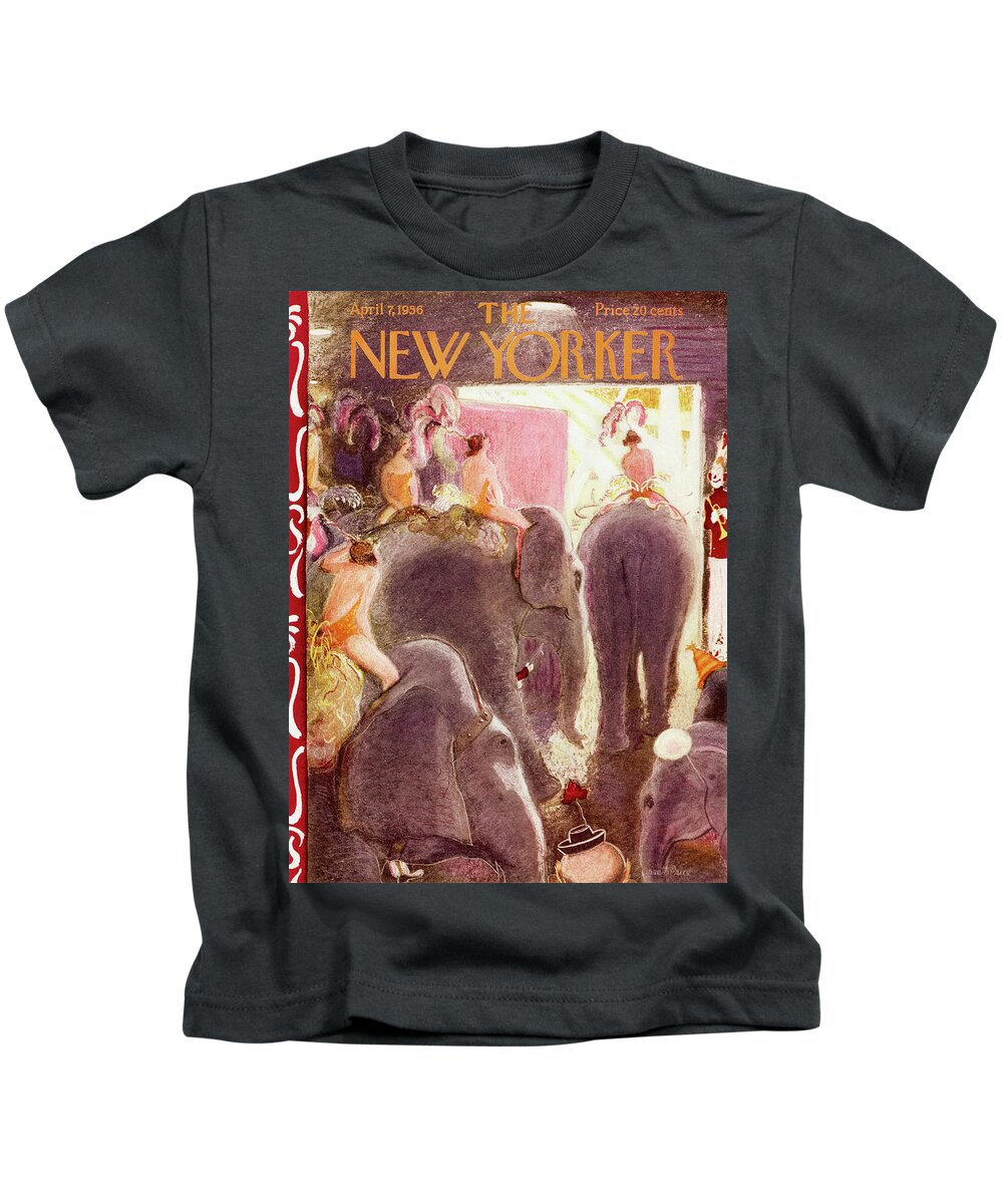 Showgirl Kids T-Shirt featuring the painting New Yorker April 7 1956 by Garrett Price