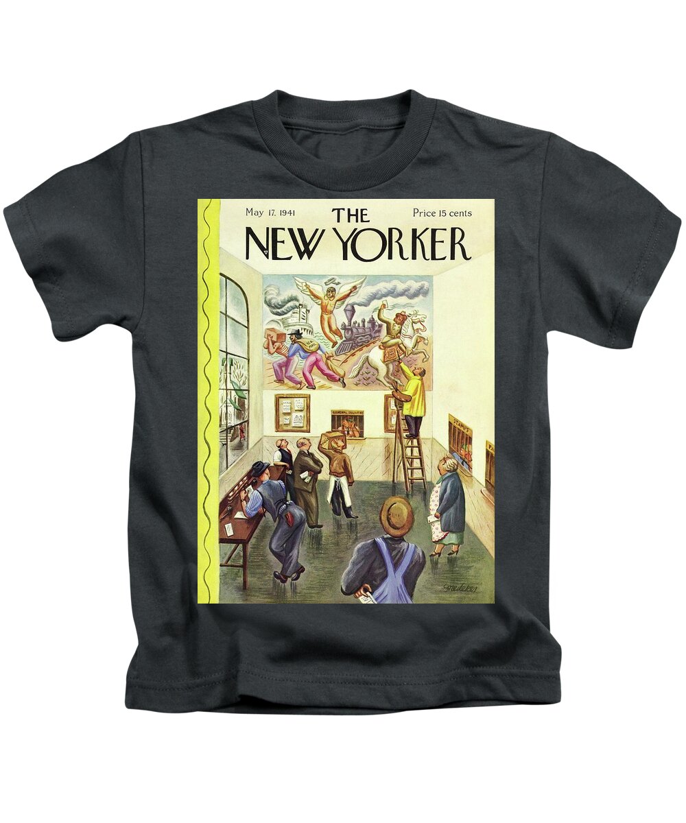 Artist Kids T-Shirt featuring the painting New Yorker May 17 1941 by Virginia Snedeker