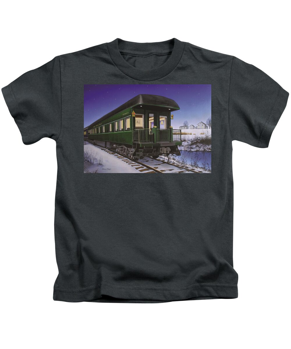 Train Kids T-Shirt featuring the painting Nickel Plate 1 by Anthony J Padgett