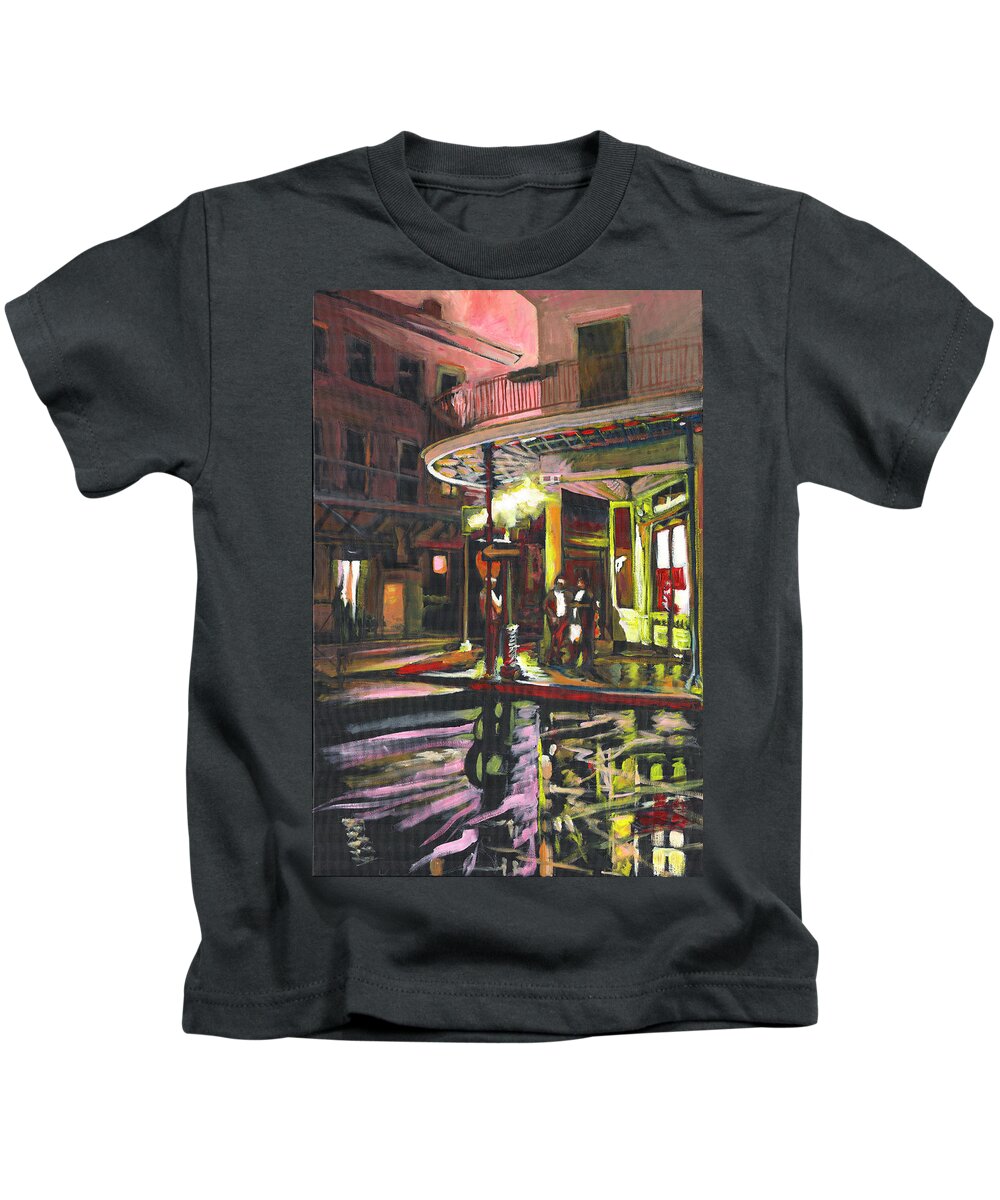 New Orleans Kids T-Shirt featuring the painting Night Shift by Amzie Adams