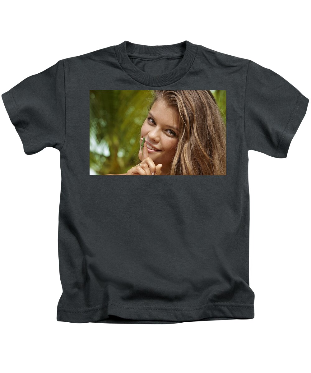 Nina Agdal Kids T-Shirt featuring the digital art Nina Agdal by Maye Loeser