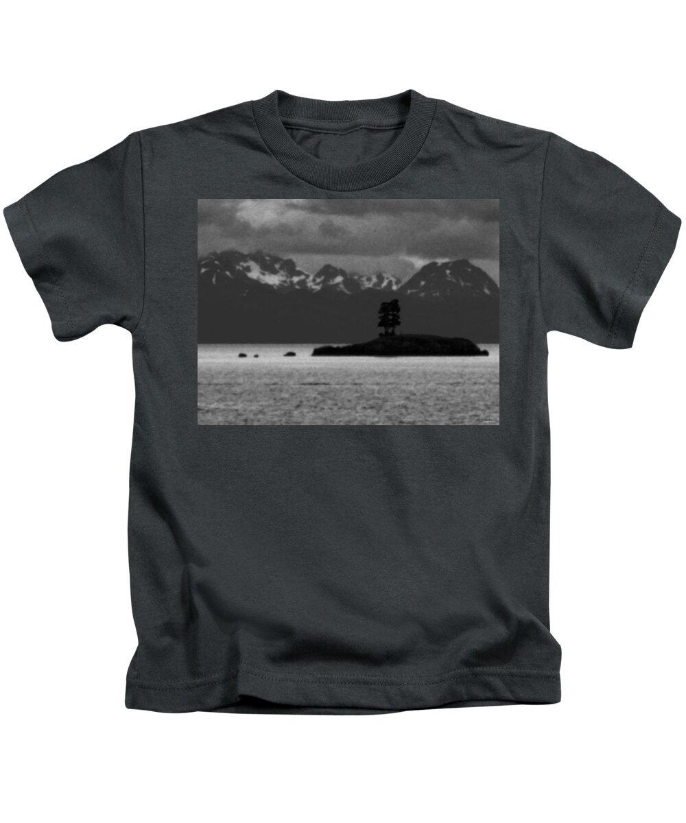 B&w Kids T-Shirt featuring the photograph No Man Is by Joseph Noonan