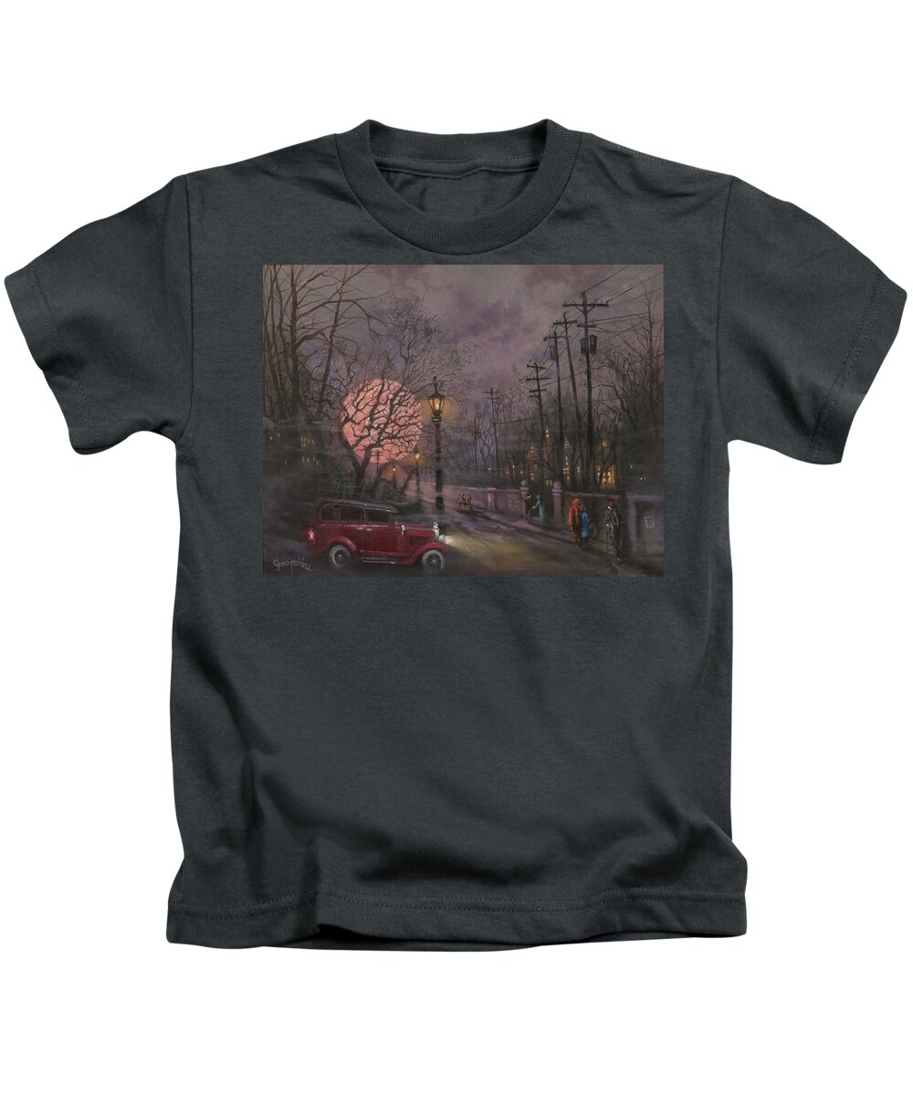 Full Moon Kids T-Shirt featuring the painting Nocturne In Lavender by Tom Shropshire