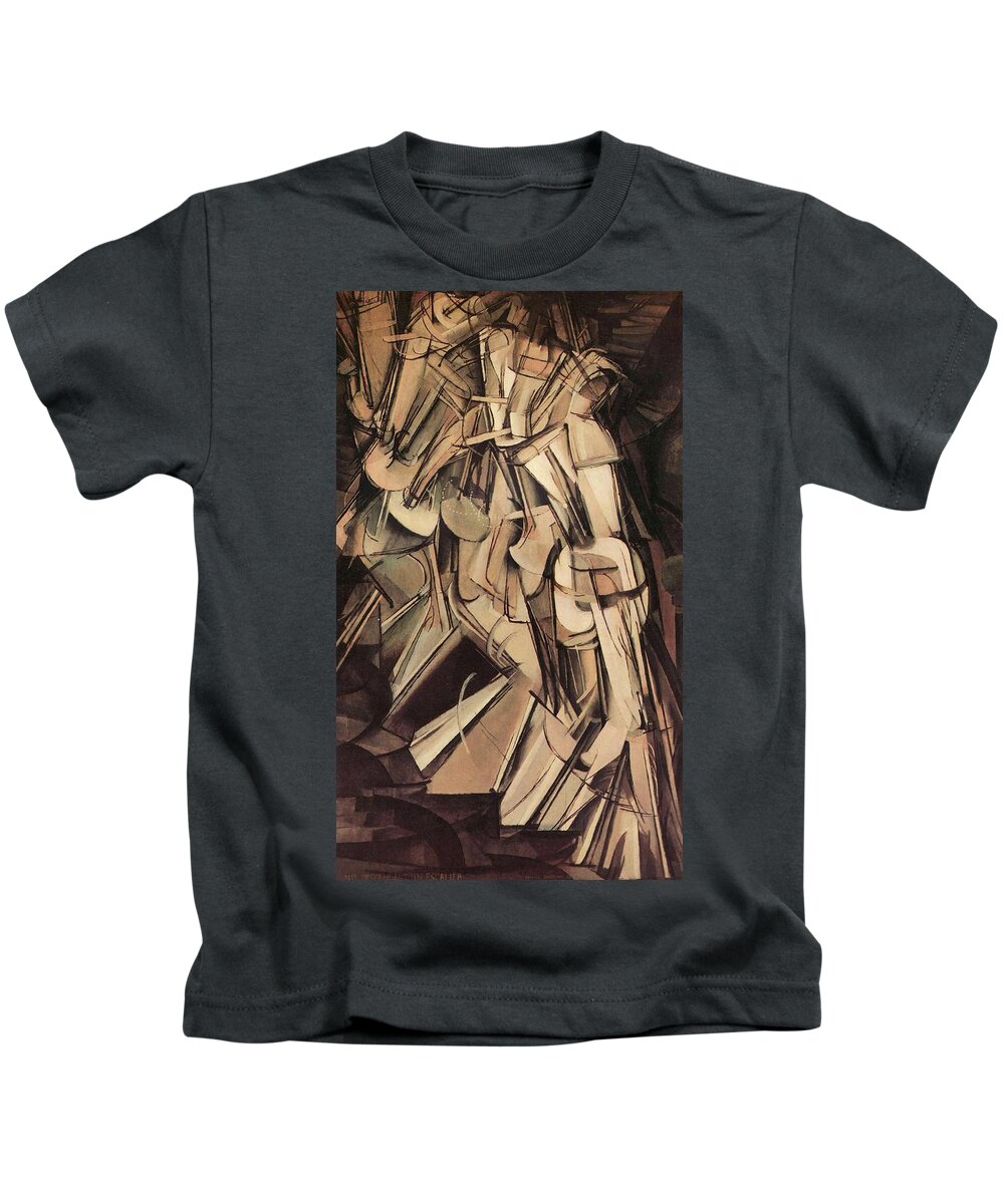 Nude Kids T-Shirt featuring the painting Nude Descending a Staircase Number Two by Marcel Duchamp