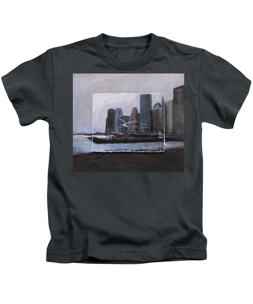 Nyc Kids T-Shirt featuring the mixed media NYC Pier 11 layered by Anita Burgermeister
