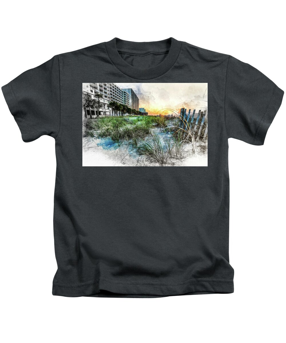 Ocean Drive Kids T-Shirt featuring the digital art Ocean Drive Easter Sunrise by David Smith