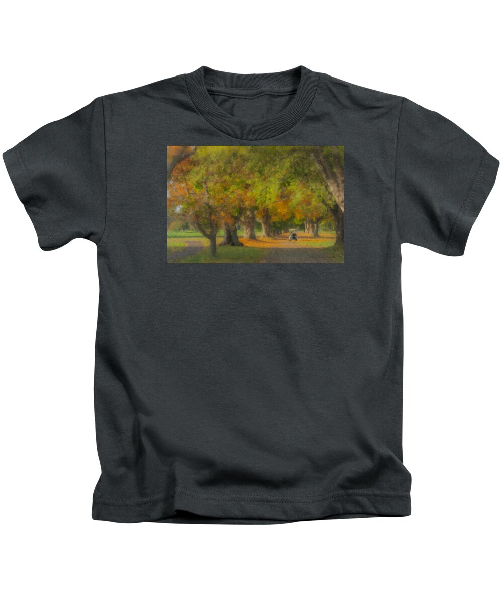 October Kids T-Shirt featuring the painting October Morning at Easton Country Club by Bill McEntee