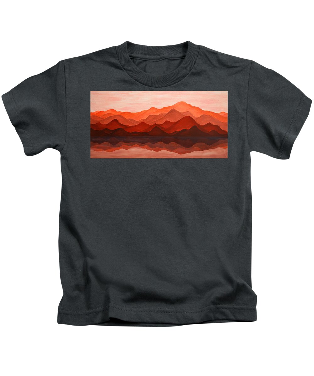 Mountains Kids T-Shirt featuring the painting Ode To Silence by Iryna Goodall