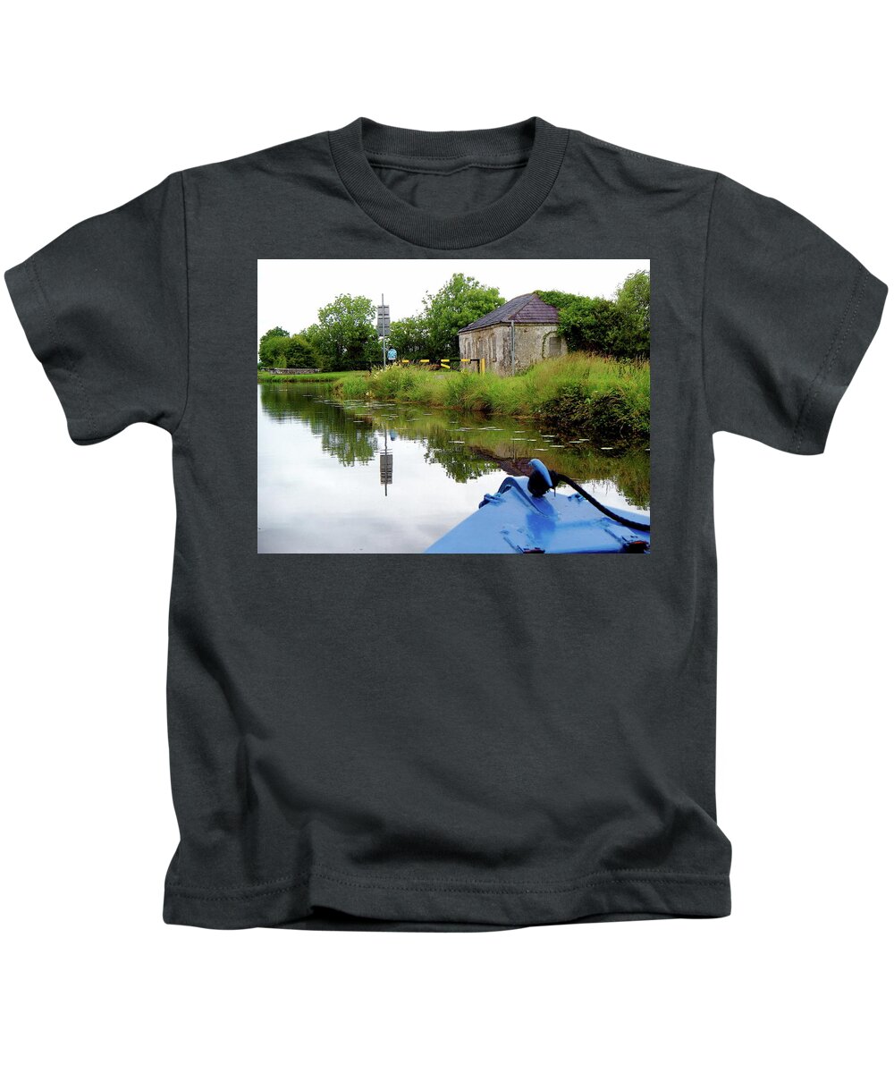 Locks Kids T-Shirt featuring the photograph Old Lock-Keeper's House, Royal Canal, Ireland by Kenlynn Schroeder