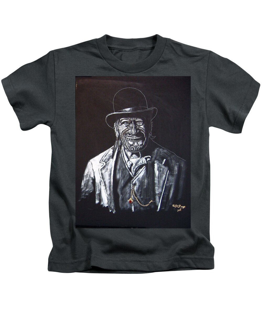 Maori Man Kids T-Shirt featuring the painting Old Maori Tane by Richard Le Page