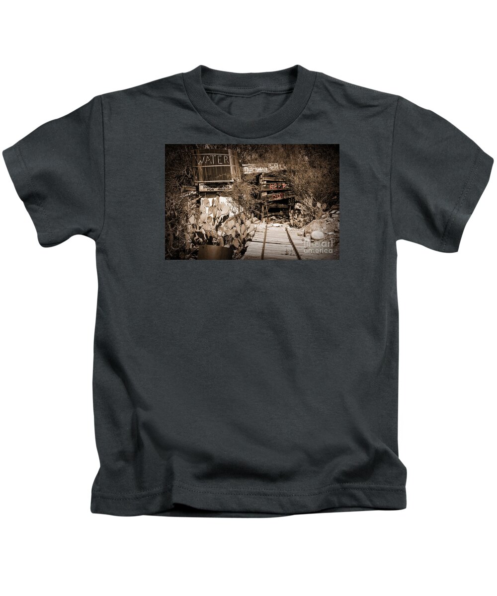 Old-mine Kids T-Shirt featuring the photograph Old Mining Tracks by Kirt Tisdale
