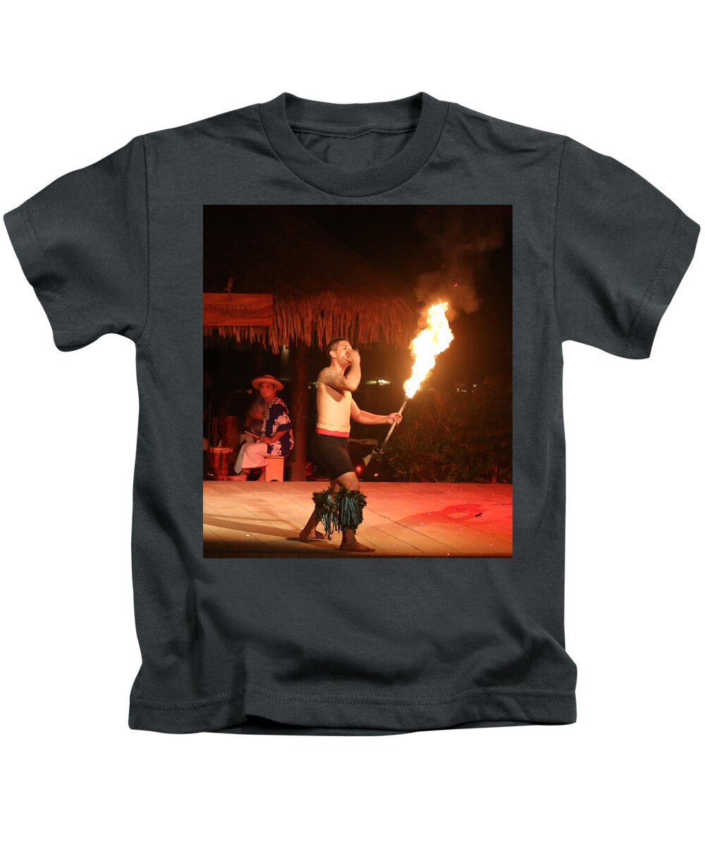 Tahiti Kids T-Shirt featuring the photograph On Fire in Tahiti by Kathryn McBride