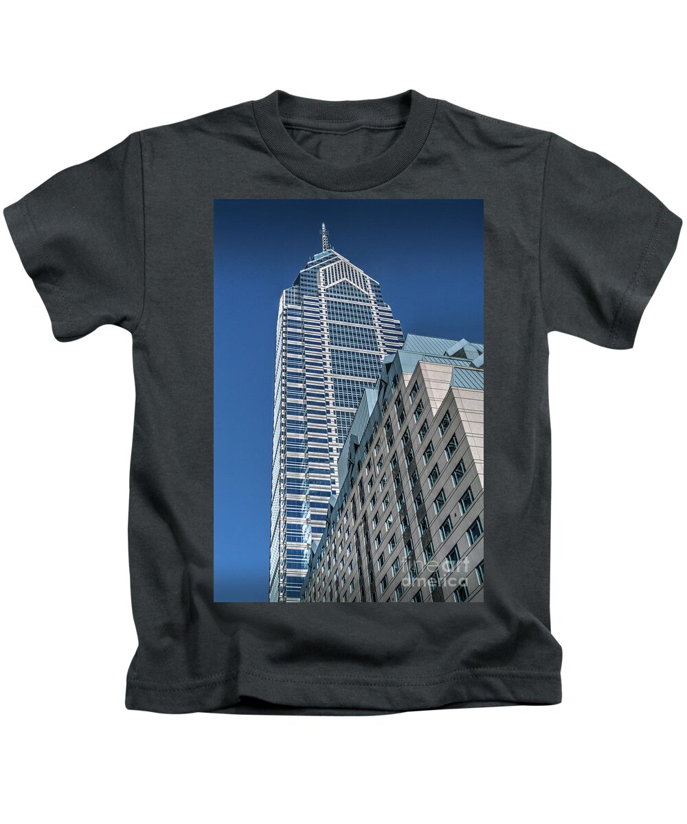One Liberty Kids T-Shirt featuring the photograph One Liberty Downtown Philadelphia Penn Center Market West by David Zanzinger