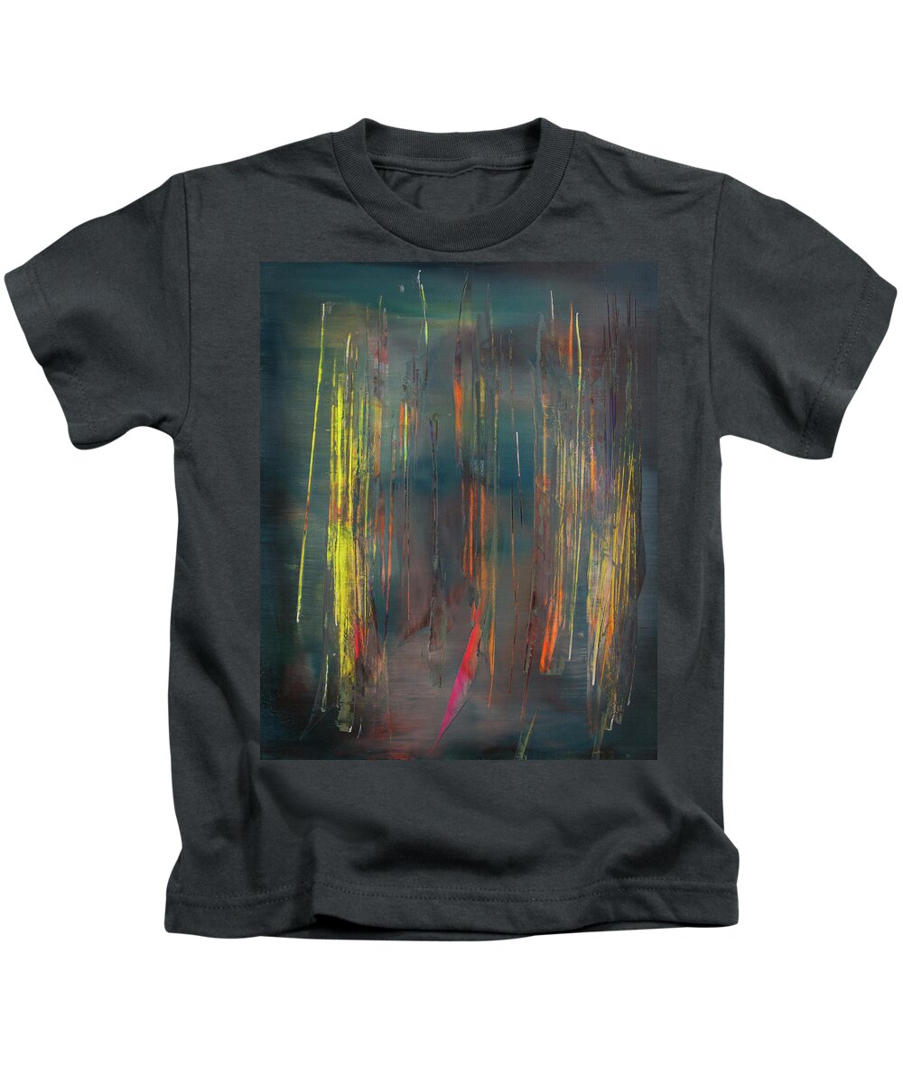 Derek Kaplan Art Kids T-Shirt featuring the painting Opt.3.17 Devoted by Derek Kaplan