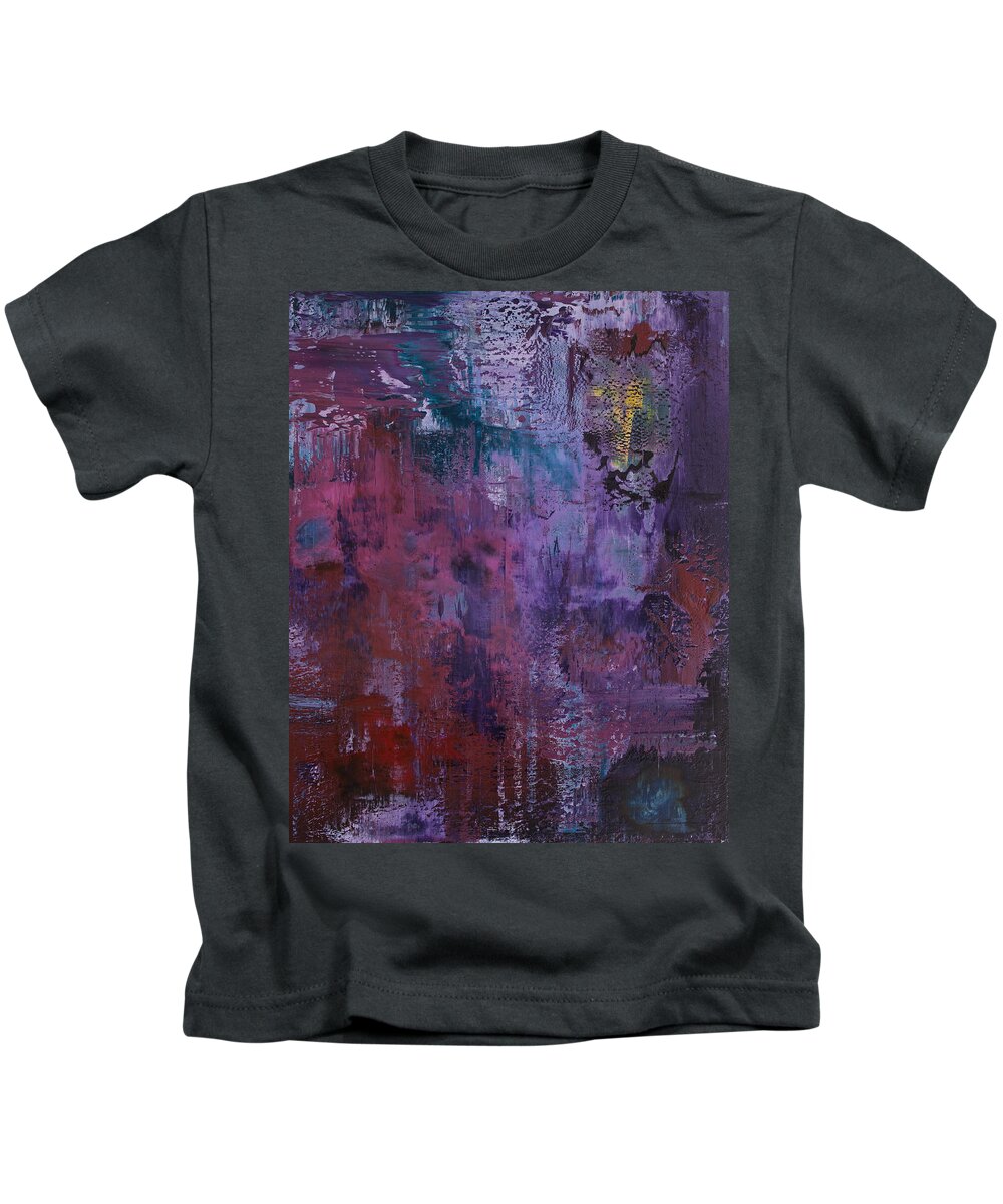 Derek Kaplan Art Kids T-Shirt featuring the painting Opt.50.15 Whisper In The Night by Derek Kaplan