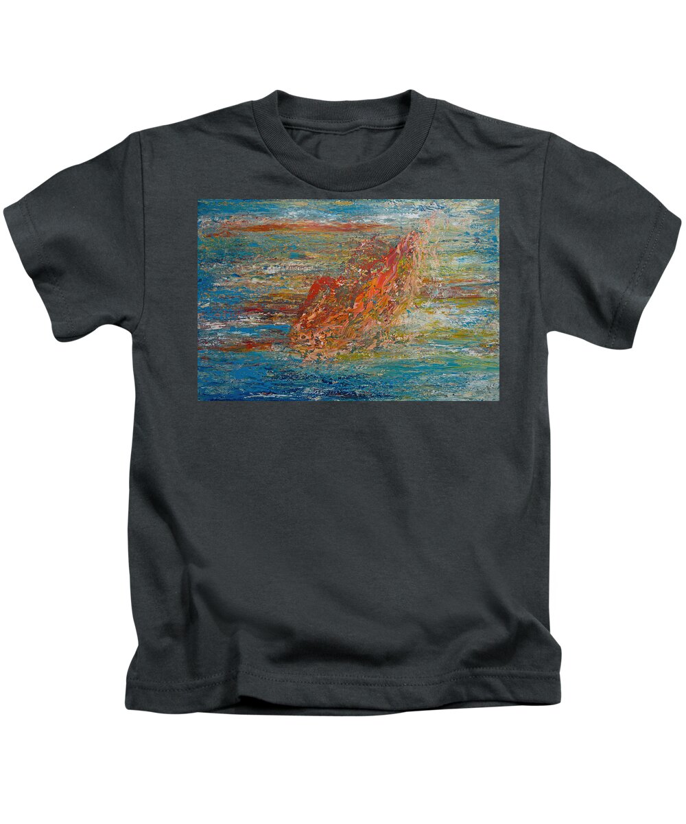Derek Kaplan Art Kids T-Shirt featuring the painting Opt.53.15 Crossroads by Derek Kaplan