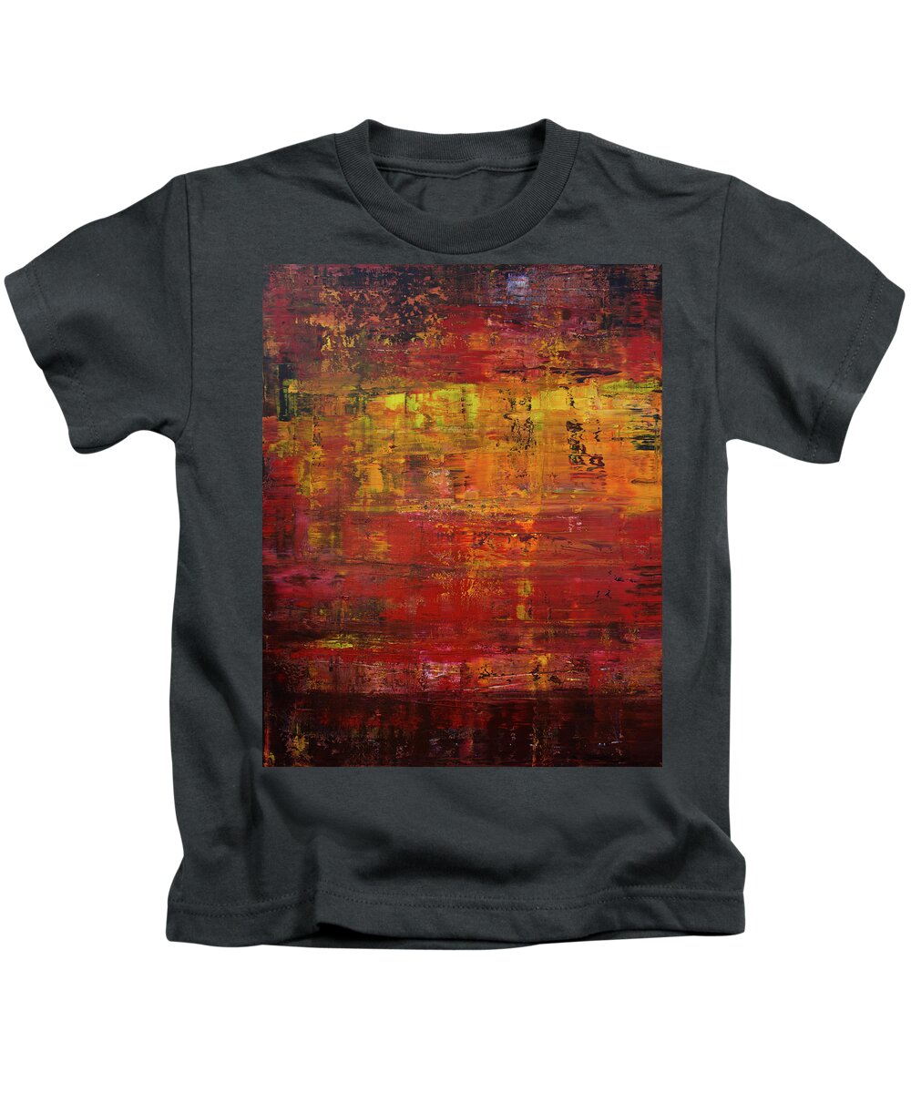 Derek Kaplan Art Kids T-Shirt featuring the painting Opt.59.16 Blaze by Derek Kaplan