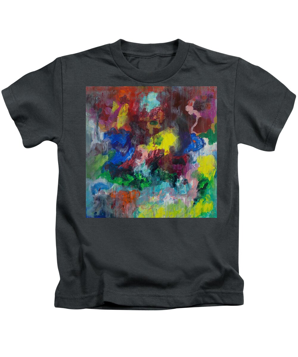 Derek Kaplan Art Kids T-Shirt featuring the painting Opt.68.15 Dreaming With Music by Derek Kaplan