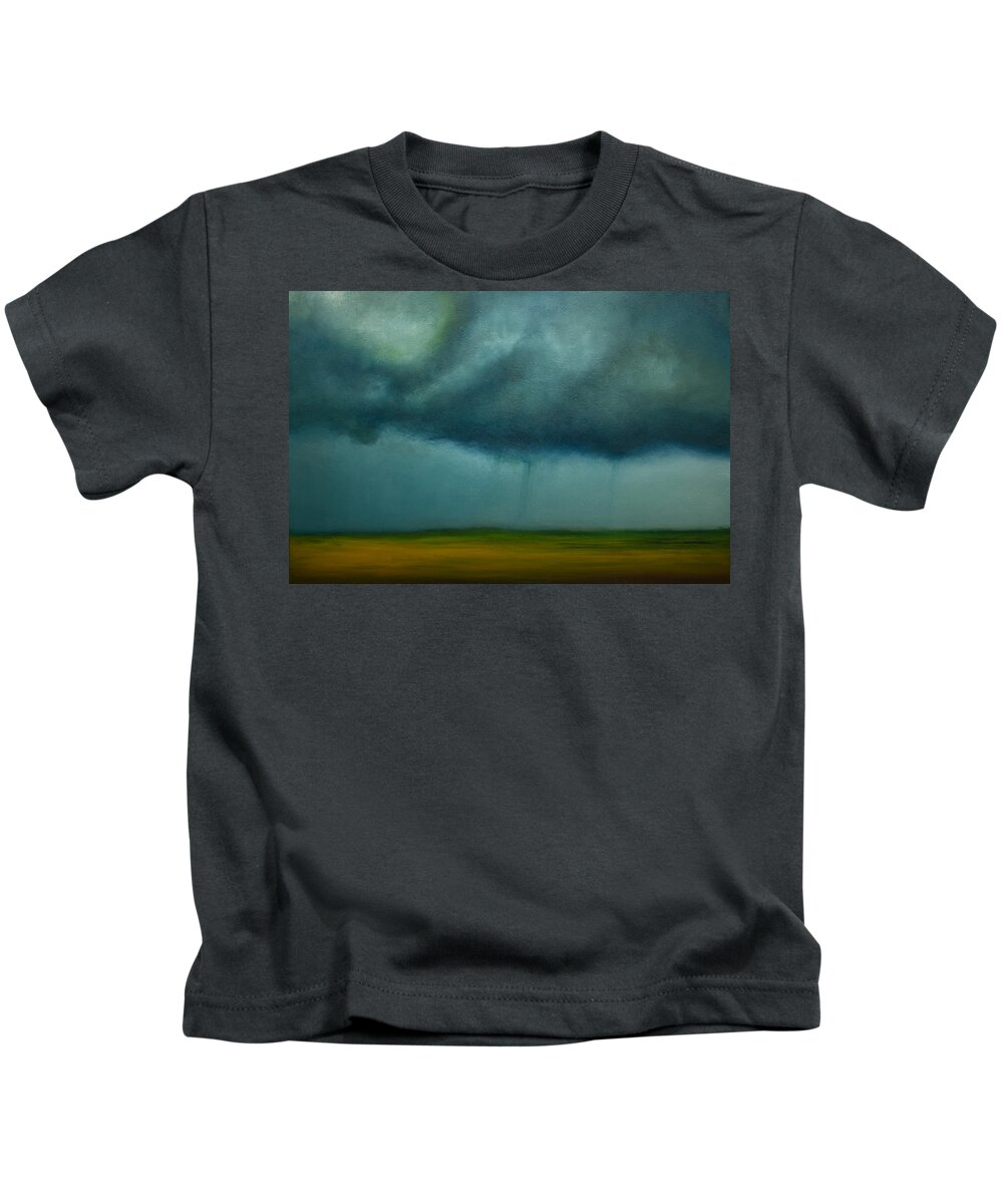 Derek Kaplan Art Storm Kids T-Shirt featuring the painting Opt.97.15. Storm by Derek Kaplan