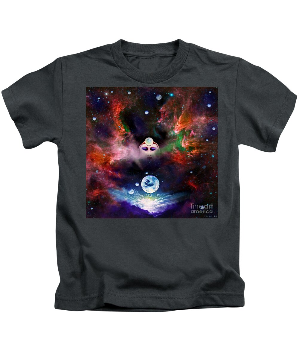Outer Space Kids T-Shirt featuring the painting Oracle Calling the Beasts by David Neace