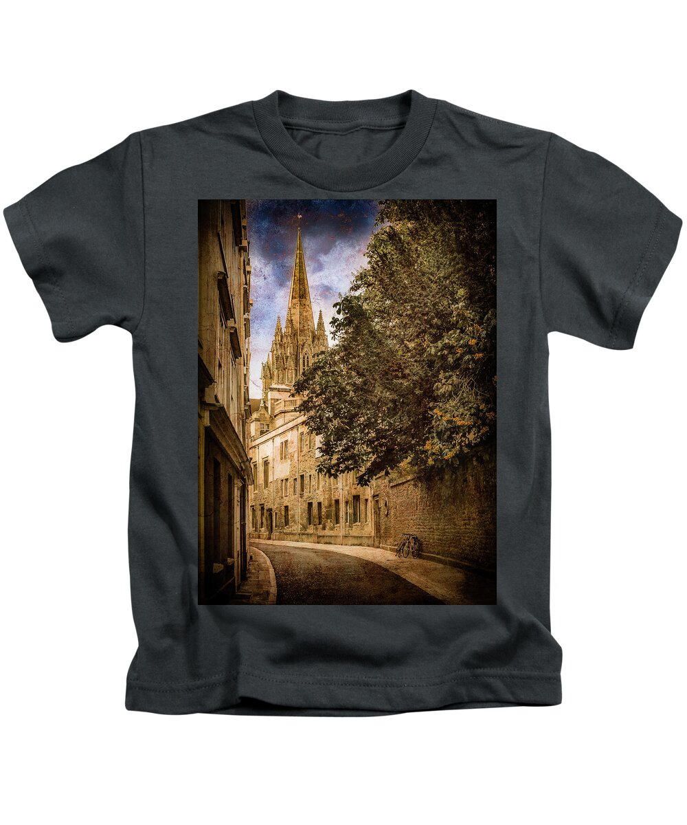 England Kids T-Shirt featuring the photograph Oxford, England - Oriel Street by Mark Forte