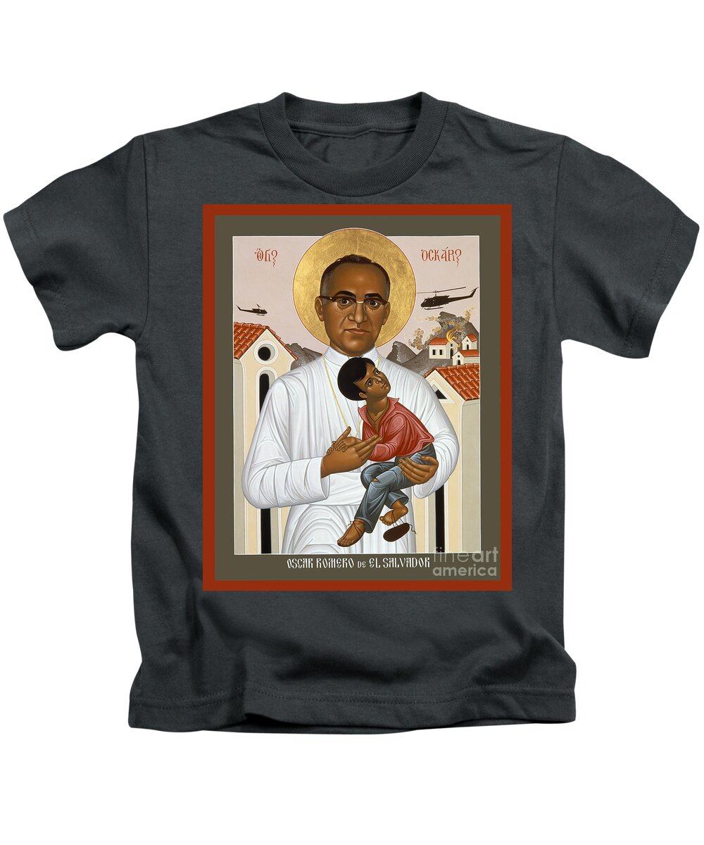 St. Oscar Romero Of El Salvado Kids T-Shirt featuring the painting St. Oscar Romero of El Salvado - RLOSR by Br Robert Lentz OFM