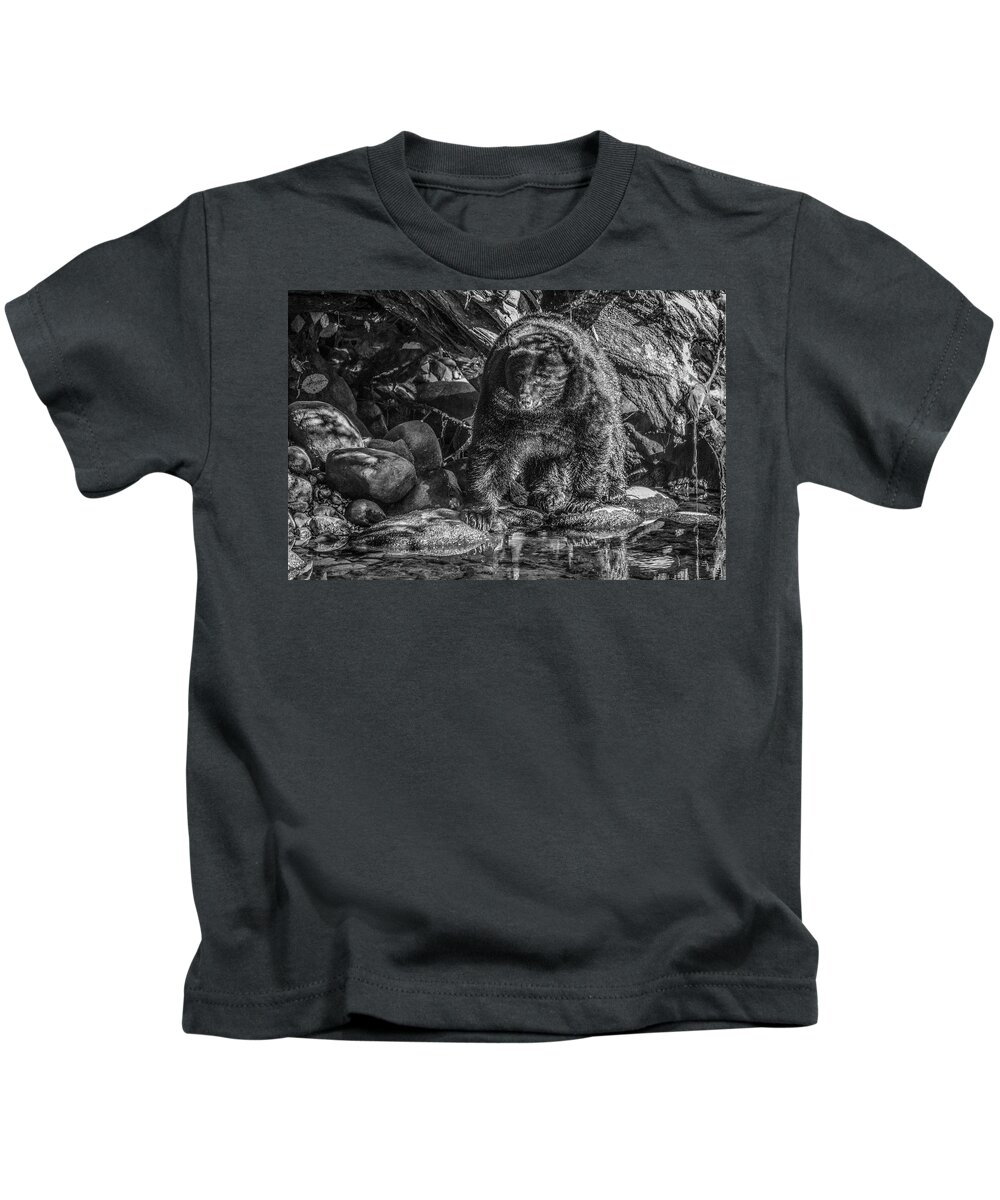Black Bear Kids T-Shirt featuring the photograph Oservant Black Bear by Roxy Hurtubise