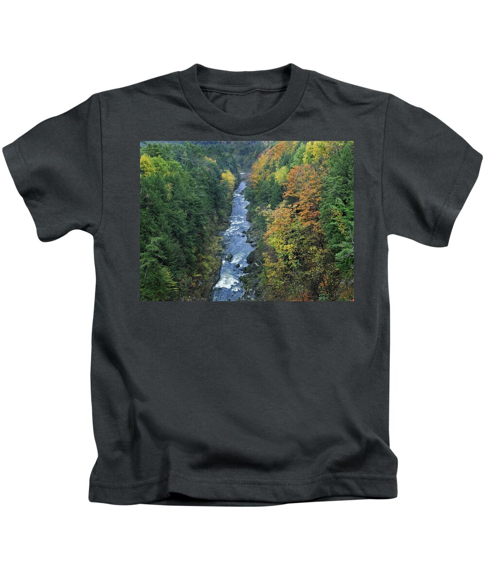 00176923 Kids T-Shirt featuring the photograph Ottauquechee River And Quechee Gorge by Tim Fitzharris