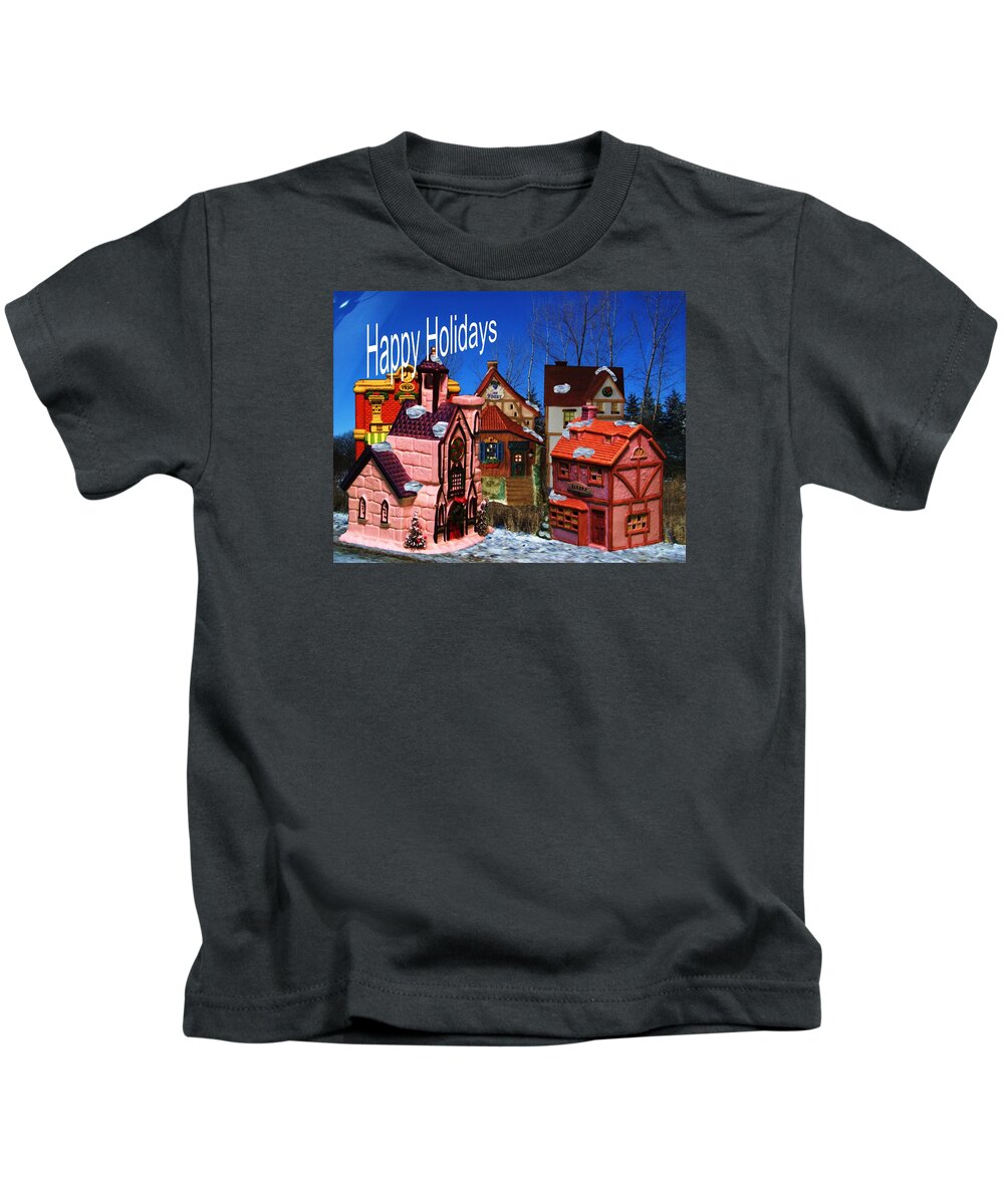 Winter-scene Kids T-Shirt featuring the digital art Our Community by Tristan Armstrong