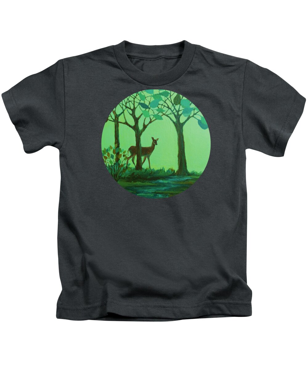 Landscape Kids T-Shirt featuring the painting Out of the Forest by Mary Wolf