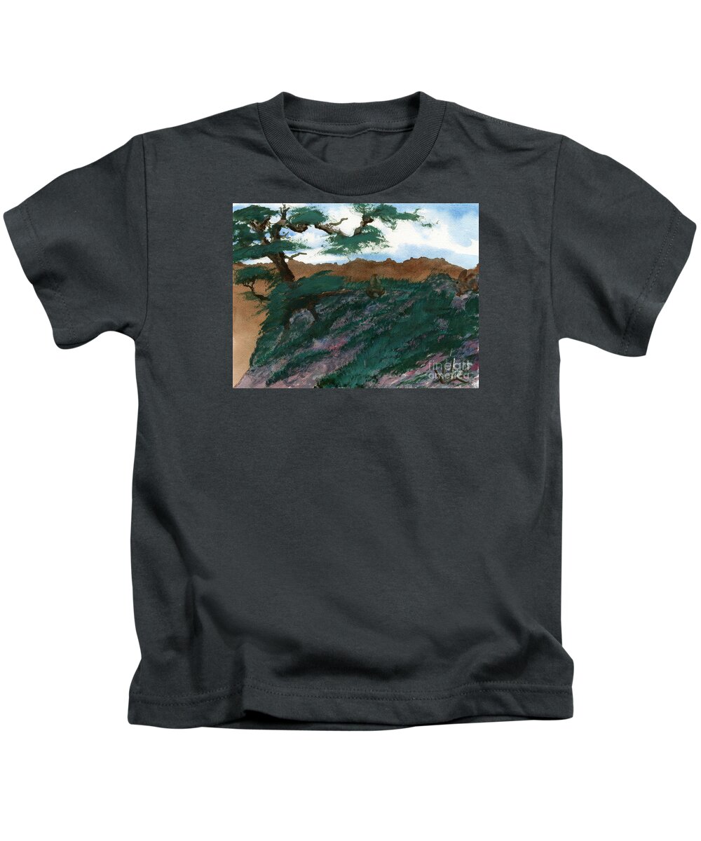 Landscape Kids T-Shirt featuring the painting Outlook Skylife by Victor Vosen
