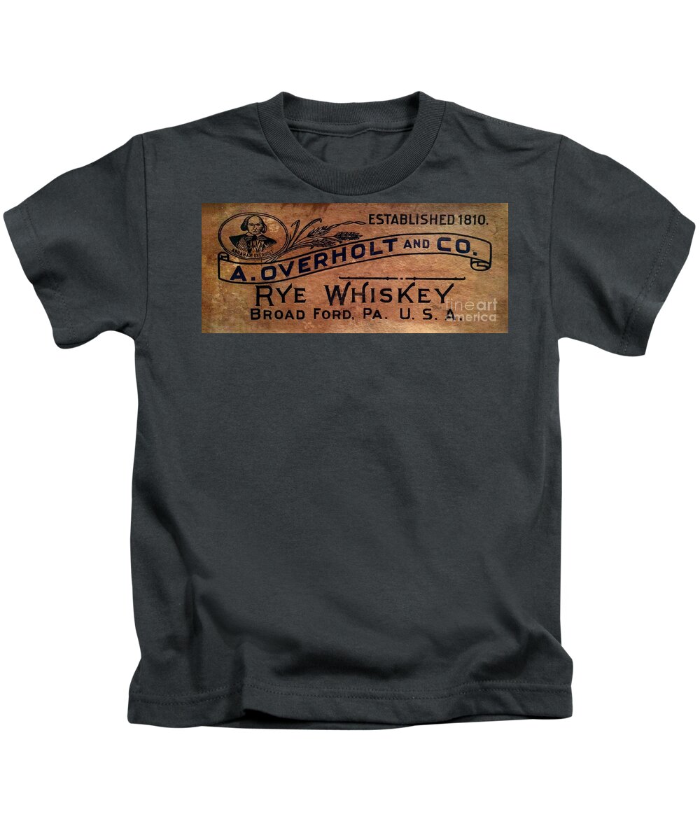 Overholt Rye Whiskey Sign Kids T-Shirt featuring the photograph Overholt Rye Whiskey Sign by Jon Neidert