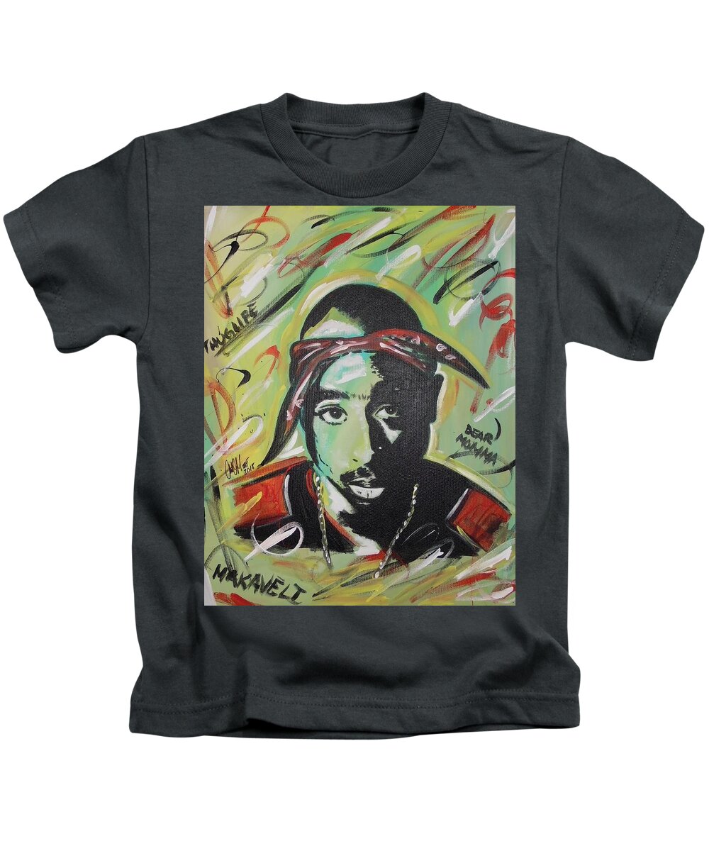 2pac Kids T-Shirt featuring the painting Pac Mentality by Antonio Moore